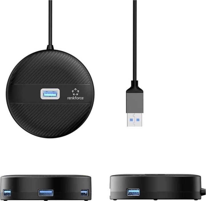 Immagine prodotto Renkforce RF-USBH-400 4 Port USB 3.0-Hub Schwarz (matt) (USB-A, 4 Porti)