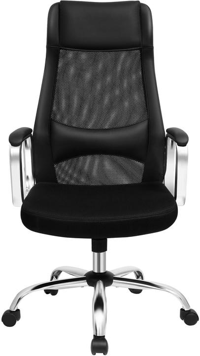 Actual product image Songmics Office chair, OBN33BK faux leather black, chrome frame
