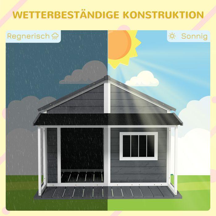 Produktbild Swisshandel24 Hundehütte aus Massivholz Kleintierhaus Hundehaus mit Terrasse Asphaltdach Outdoor wetterfeste Hütte (Hundehütte)