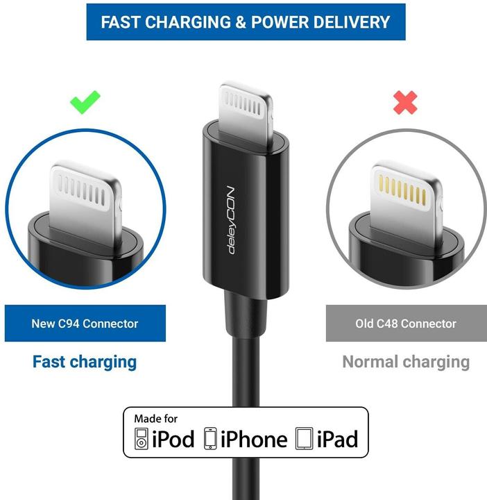 Immagine prodotto deleyCON Cavo USB 2.0 USB C - Lightning 0,15 m (0.15 m, USB 2.0)