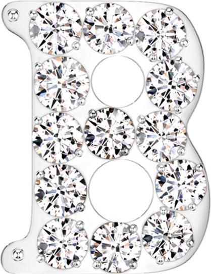 Star Piercing Threadless silber mit Kristallen silber Buchstabe B (Titan G23, ohne Messing)