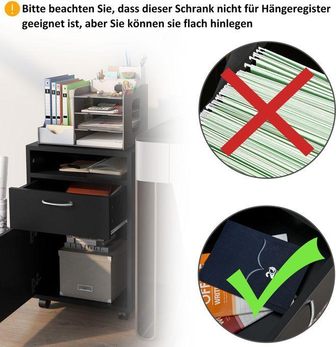 Produktbild Swisshandel24 Rollcontainer Schubladencontainer Container, 1 Fach, 1 Regal, 1 Schublade, 40cmx3cmx60cm, Schwarz (40 x 35 x 60 cm)