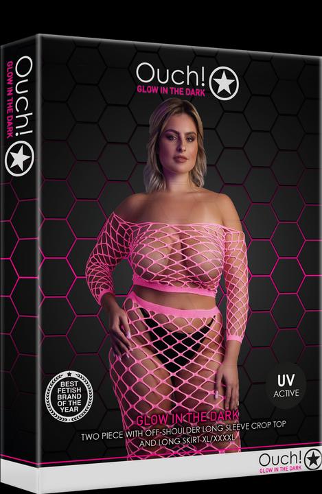Image du produit Ouch! Long Sleeve Crop Top and Long Skirt - Pink - XL/XXXXL (Plus Size)