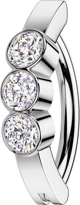 Image du produit Star Piercing Banane pliable argent Bouclier trois ronds cristal argent (Laiton, Acier chirurgical 316L)