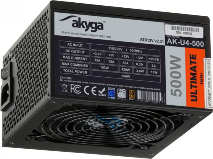 Immagine prodotto Akyga Alimentatore Ultimate ATX 500W AK-U4-500 80 PLUS Bronze PCI-E PFC (500 W)
