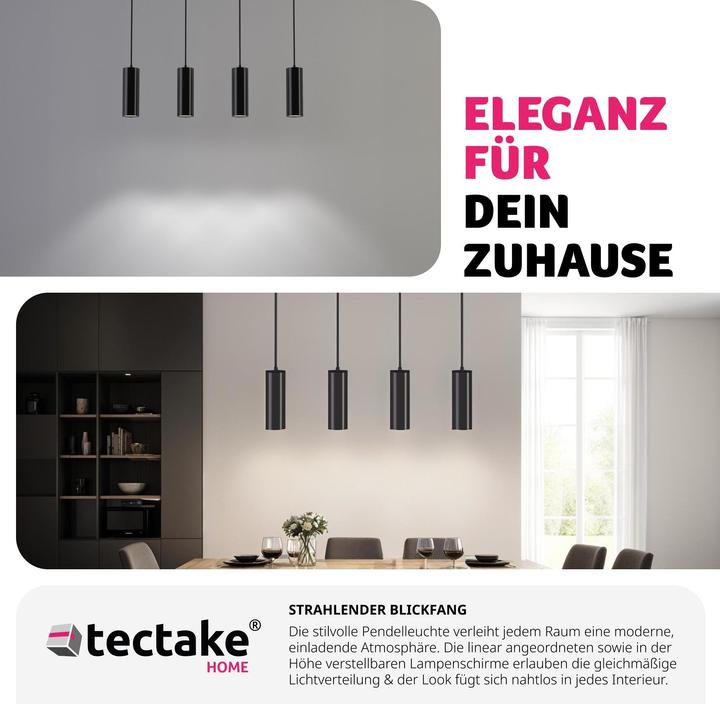 Actual product image tectake Pendant light Lumea, 4-flame, length-adjustable cables (GU10)