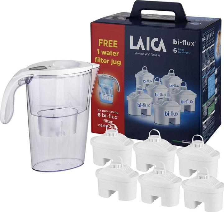Laica Kit 6 filtri + caraffa filtrante stream line bianca