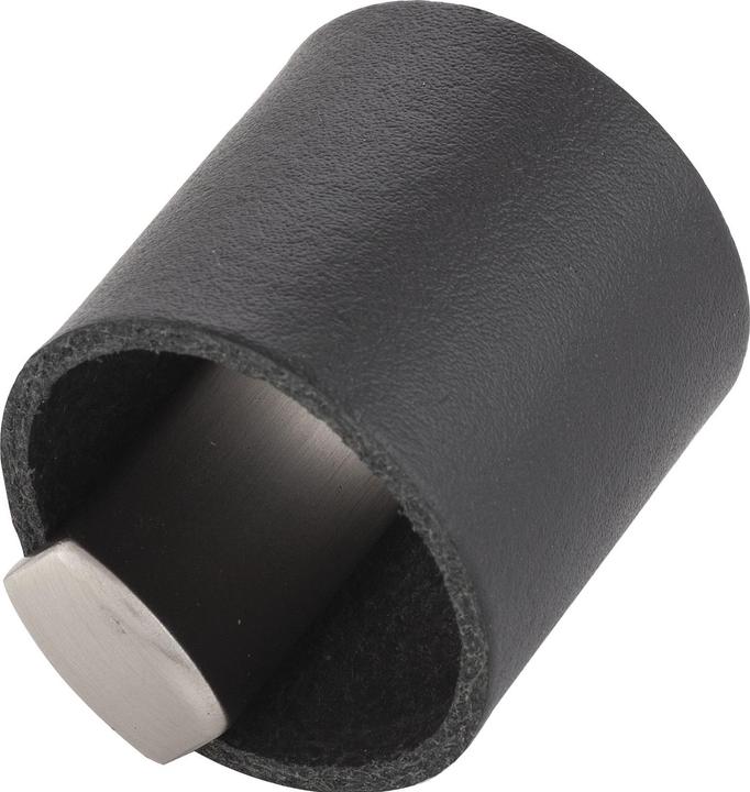 Produktbild Furnipart Möbelknopf Möbelknauf Drum LA 32, Breite 40mm, Leder/ZN schwarz/Edelstahl Effekt