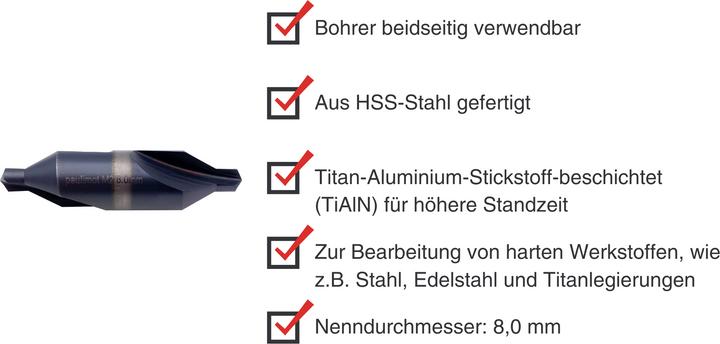 Actual product image Paulimot Zentrierbohrer 8,0 mm TiAlN-beschichtet (8.0 millimetre)