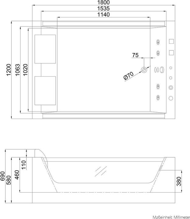 Produktbild Home Deluxe Whirlpool Badewanne mit LED Lichttherapie NAUTICA XL - 182x120cm (120 cm, 180 cm)