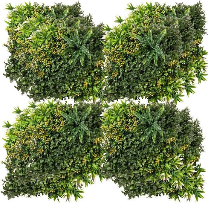 Image du produit Swisshandel24 12 pièces mur végétal artificiel haie 50x50 cm anti-UV brise-vue design multi-feuilles haiep (50 cm)