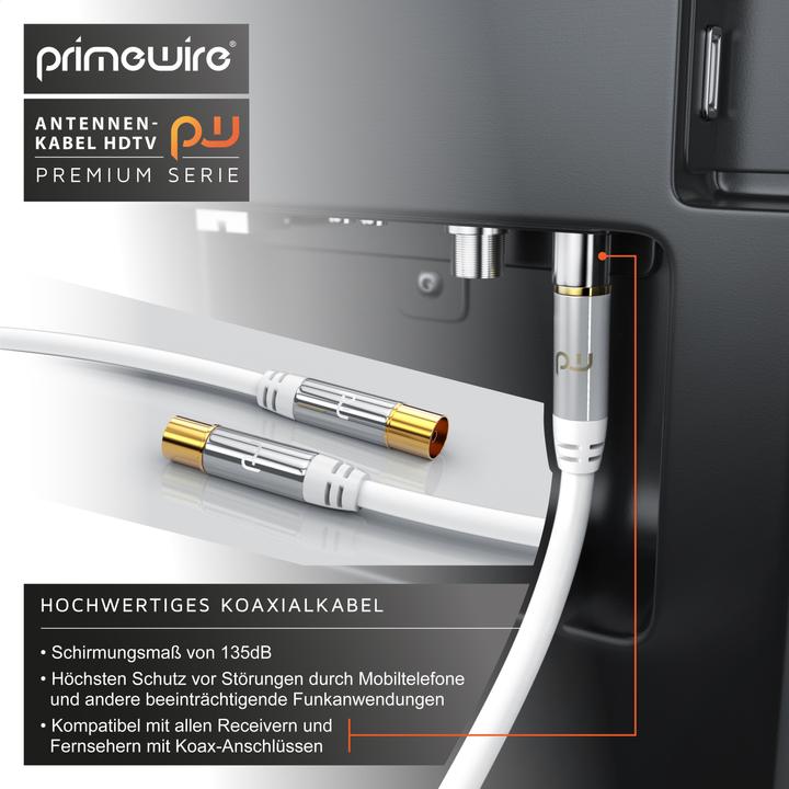 Produktbild Primewire Antennenkabel HDTV | Premium Koaxialkabel 135dB / 75 Ohm | FullHD / 4k Ultra HD | Fernsehkabel (85 dB, Antennenkabel)