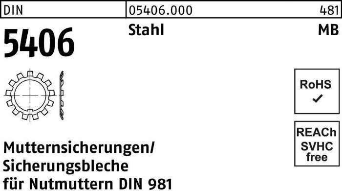 Produktbild Sicherungsblech DIN 5406 MB 13/M 65x2 Stahl f.DIN 981