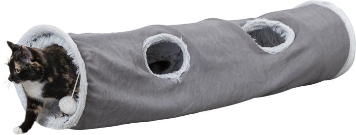 Produktbild Trixie Katzen-Spieltunnel Harvey, ø 27 × 116 cm, Grau (Ballspielzeug Katze)