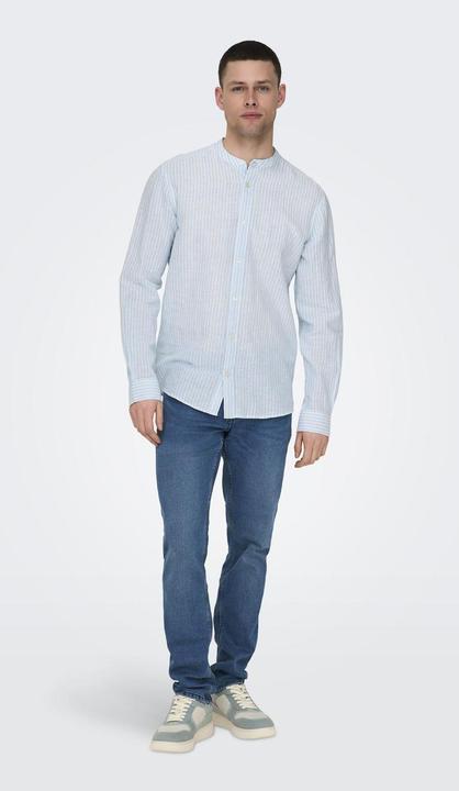 Produktbild Only & Sons Onscaiden Ls Mao Stripe Linen Shirt Noos Hemd (L)