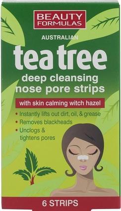 Image du produit Beauty Formulas Tea Tree Deep Cleansing Nose Pore Strips Bandelettes de nettoyage en profondeur du nez 6Pcs. (Chiffons de nettoyage, 500 ml)