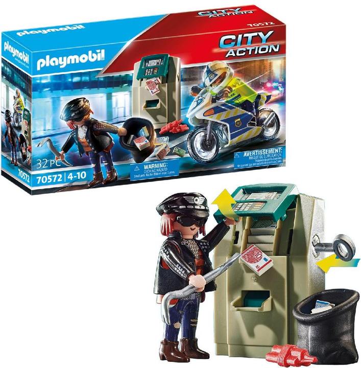 Actual product image Playmobil Police motorbike: pursuit of the money robber (70572, Playmobil City Life)