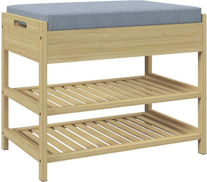 Actual product image Swisshandel24 Shoe bench with 2 shelves, bench with drawer, shoe rack, wardrobe bench for 4 pairs of shoes, for Di