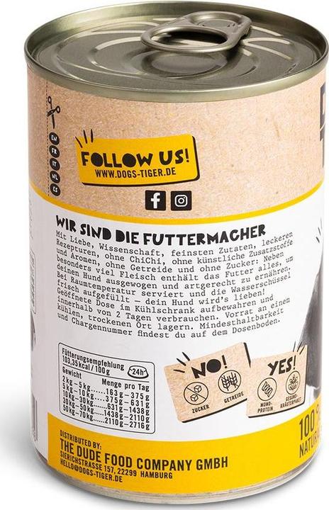 Immagine prodotto Dogs'n Tiger Cibo umido finemente preparato 400g (Cucciolo + gattino, 1 pz., 400 g)
