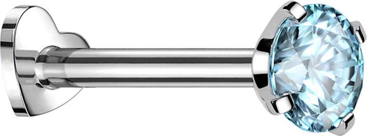 Immagine prodotto Star Piercing Micro labret cuore filo interno argento cristallo aqua set (senza ottone, Titanio G23)