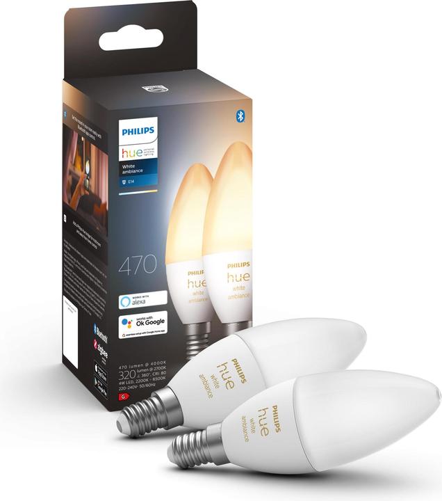 Produktbild Philips Hue White Ambiance BT (E14, 5.20 W, 470 lm, 2 x, G)