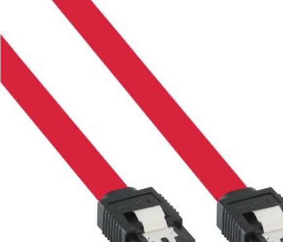 Produktbild InLine SATA Kabel 6Gb/s mit Sicherheitslasche 1m rot