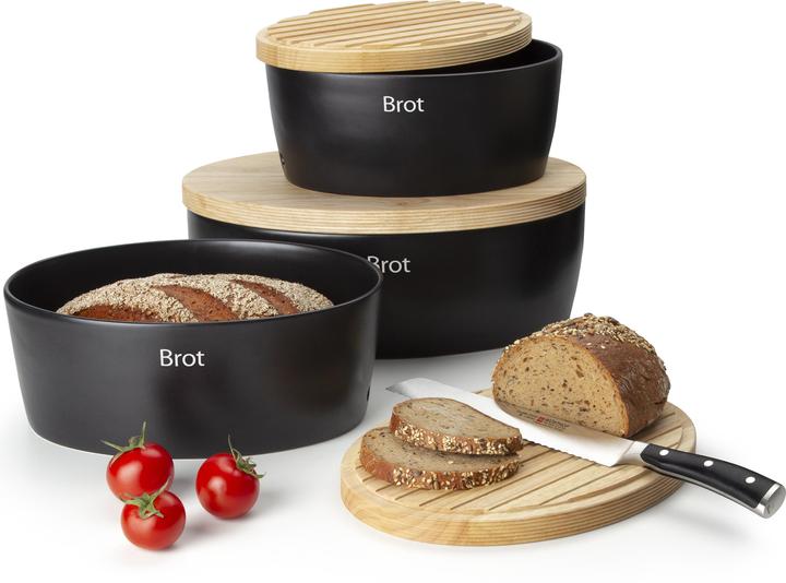 Immagine prodotto Continenta Breadpot in ceramica ovale, nero, 27x20xH13,5cm