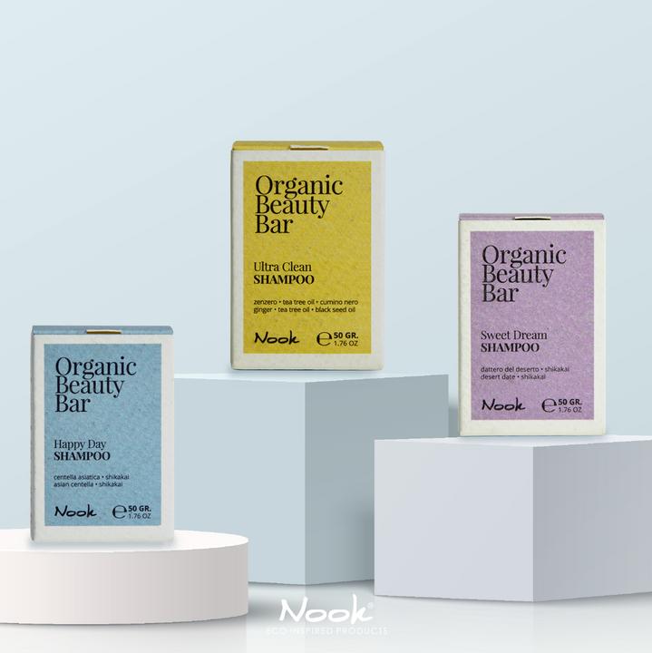 Nook Organic Beauty Bar HAPPY DAY SHAMPOO - festes Shampoo für den täglichen Gebrauch 50gr (Festes Shampoo)