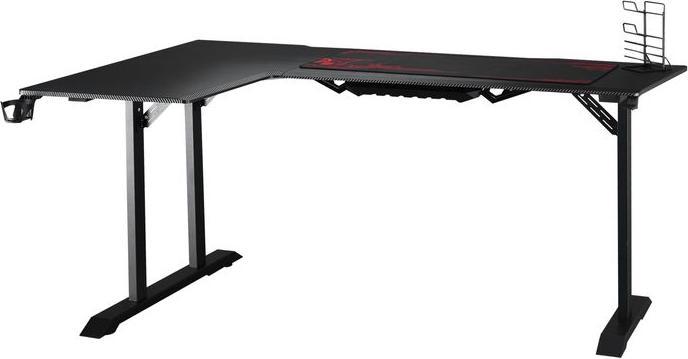 Produktbild Swisshandel24 Gaming Tisch Schreibtisch L-förmige mit Kopfhörerhaken Getränkehalterung MDF Metall Schwarz+Rot 168x