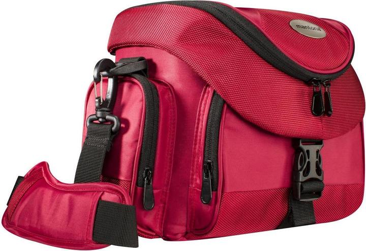 mantona premium Sac photo rouge/noir (Sac à bandoulière pour appareil photo, 1 l)
