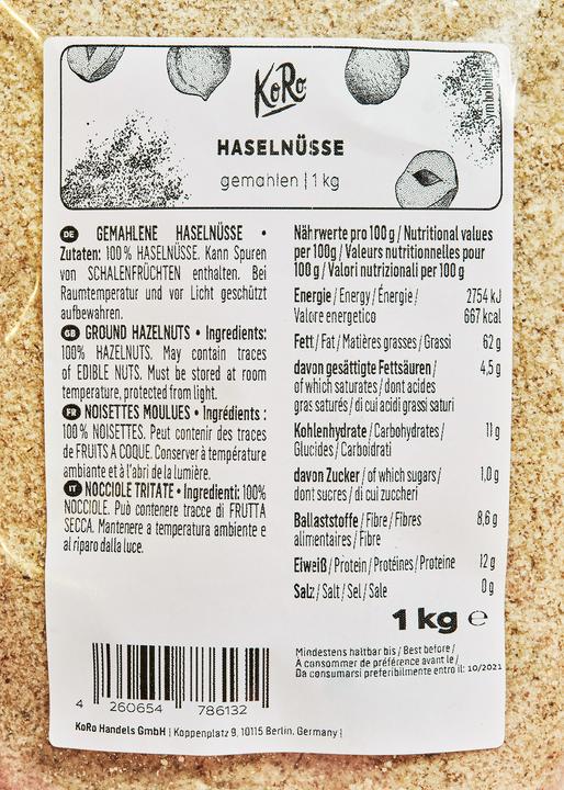 Actual product image KoRo Hazelnut flour (1000 g)