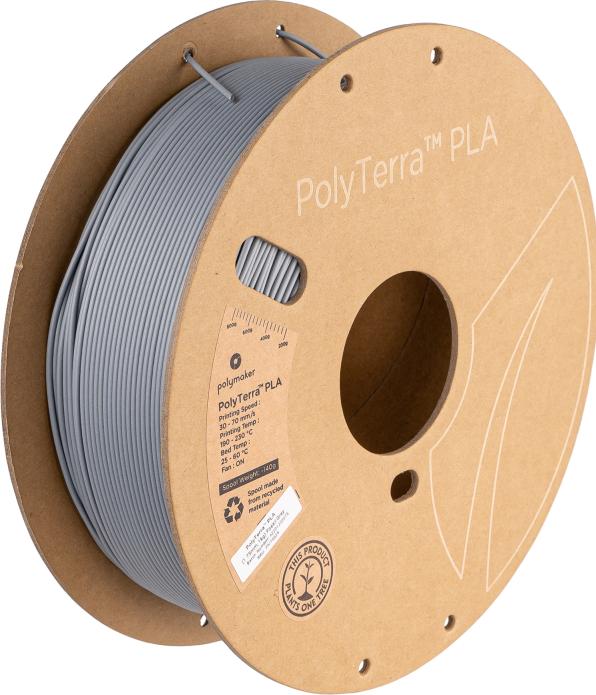 Actual product image Polymaker PolyTerra (PLA, 1.75 mm, 1000 g, Grey)