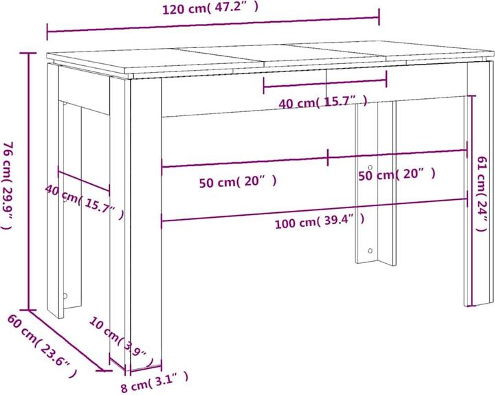 Produktbild VidaXL Esstisch Artisan-Eiche 120x60x76 cm Holzwerkstoff (120 x 60 x 76 cm)