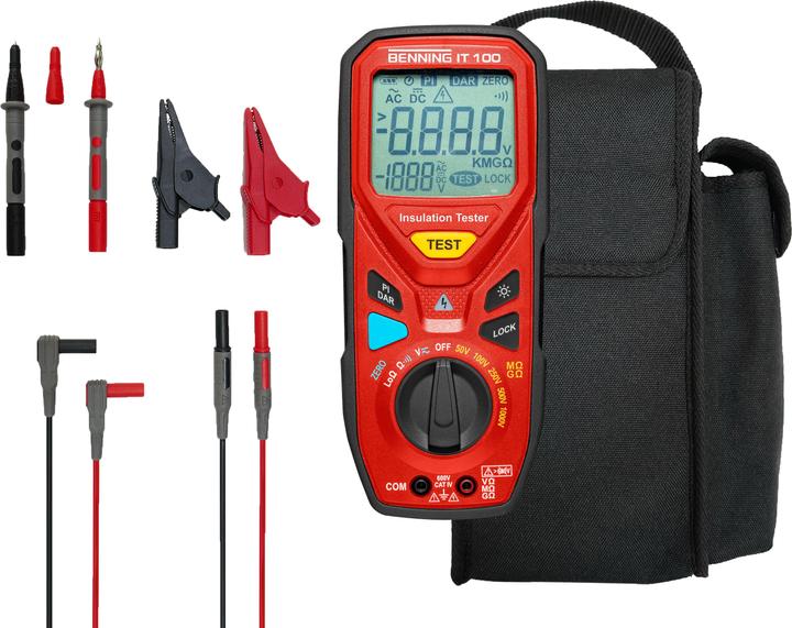 Immagine prodotto Benning IT 100 Tester di isolamento 50 V, 100 V, 250 V, 500 V, 1000 V 20 G? (CAT IV 600V)