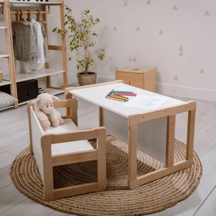 Produktbild Activity Board Geschenk für ein Kind. Waldorf-Möbel - Set für das Kinderzimmer mit zwei Bänken (Kindersessel)