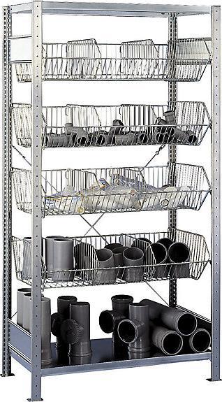 Immagine prodotto Schulte Lagertechnik Scaffalatura senza bulloni con cesto in rete metallica, galvanizzata