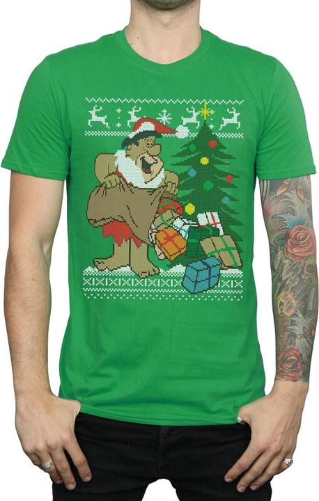Actual product image The Flintstones Mens Christmas Fair Isle T-Shirt (L)