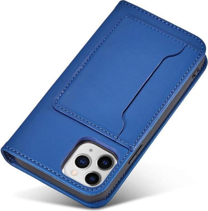Produktbild Hurtel Magnet Card Case for iPhone 12 Pro cover card wallet card stand blue (Apple iPhone 12 Pro)