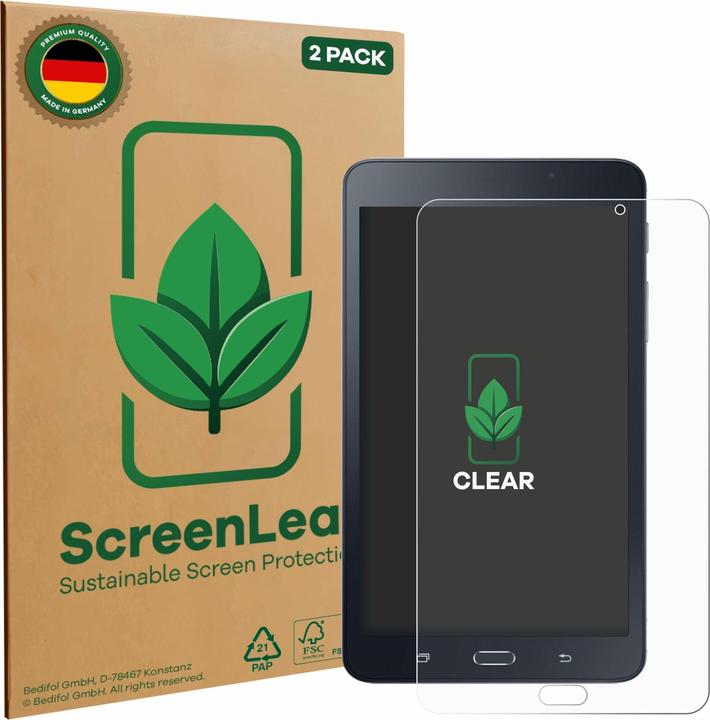 Produktbild ScreenLeaf Schutzfolie nachhaltiger Displayschutz Display Schutz Folie Klar Transparent (2 Stück, Galaxy Tab A6 7.0)