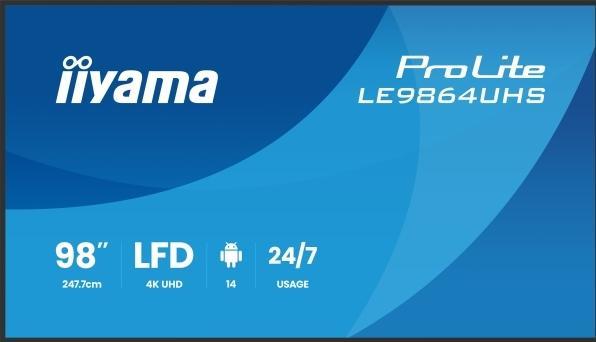 Actual product image iiyama 247.7cm(97,5") LH9864UHS-B1AG 16:9 2xHDMI+USB-C (Speditionsversand) (3840 x 2160 Pixels, 98")