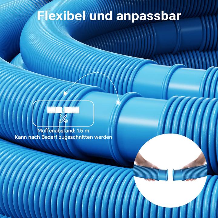Produktbild Wiltec Poolschlauch 12 m ⌀38 mm Schwimmbadschlauch mit Muffe Saugschlauch