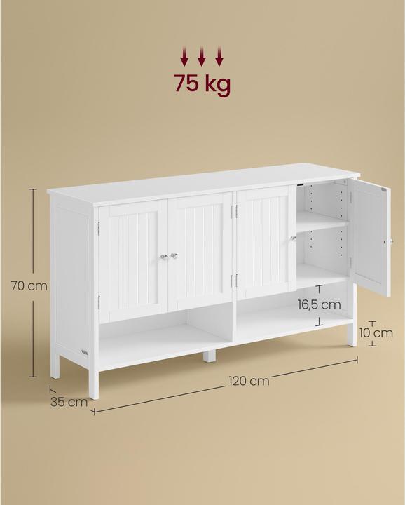 Immagine prodotto Vasagle Scarpiera in stile country 120 x 70 cm, bianco (120 x 70 x 35 cm)