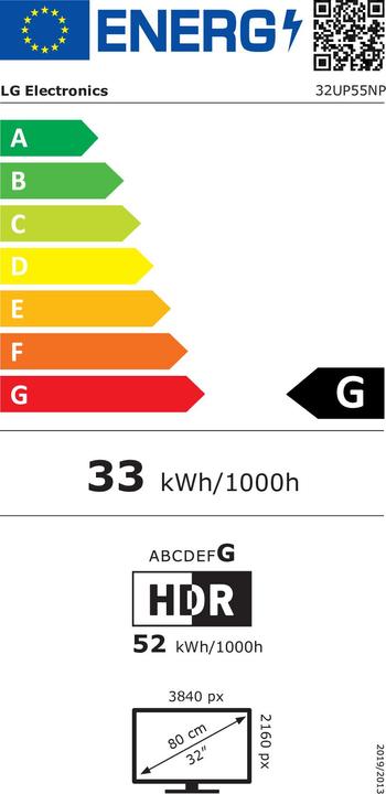 Energy Label LG 32UP55NP-W (3840 x 2160 Pixels, 31.50")