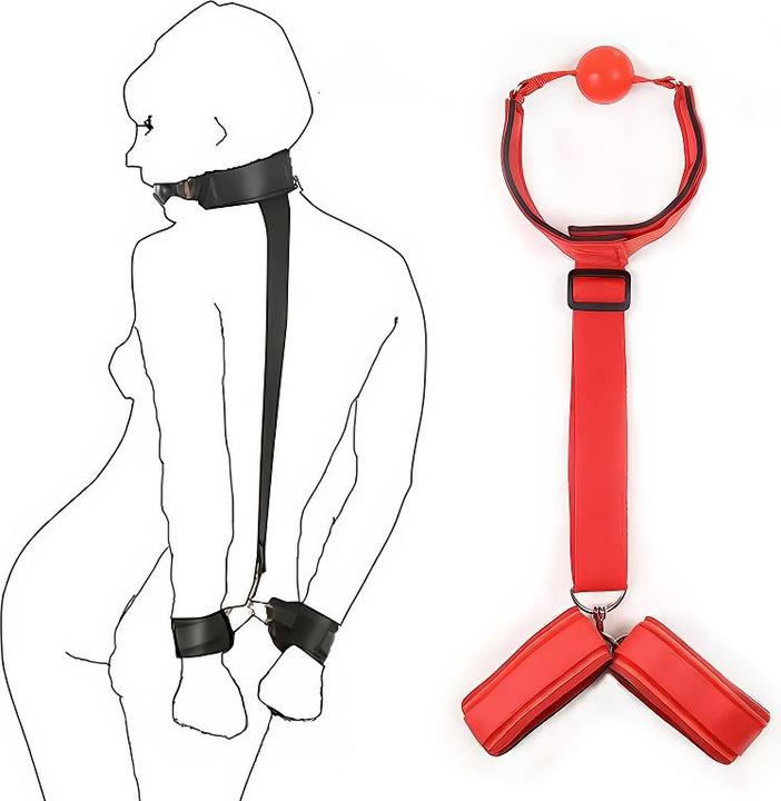 Actual product image Shots Handcuffs and red ball gag