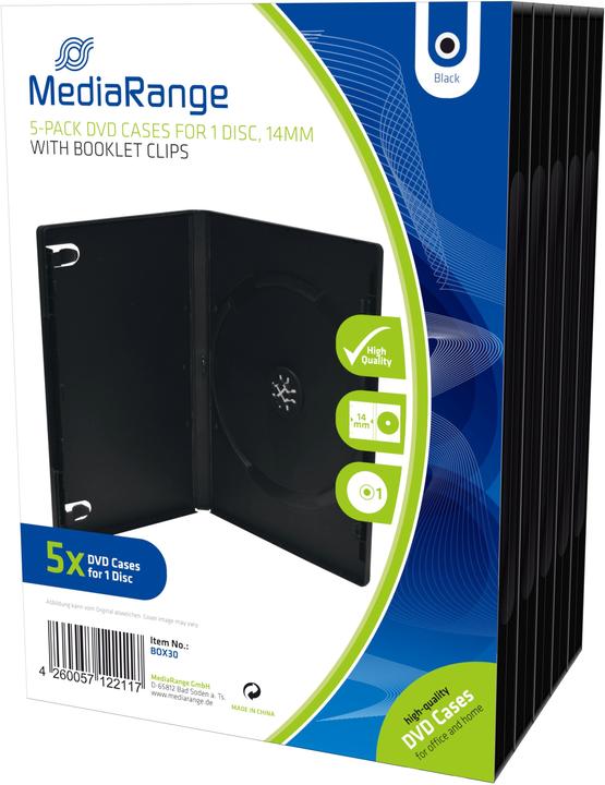 MediaRange DVD Ersatzhüllen, für 1 DVD-Medium, 5 Stück