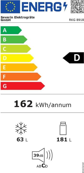 Label énergétique Severin RKG8918 (244 l)