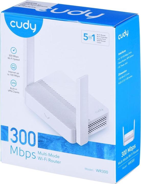 Actual product image Cudy Router WiFi WR300 N300 4xLAN 1xWAN
