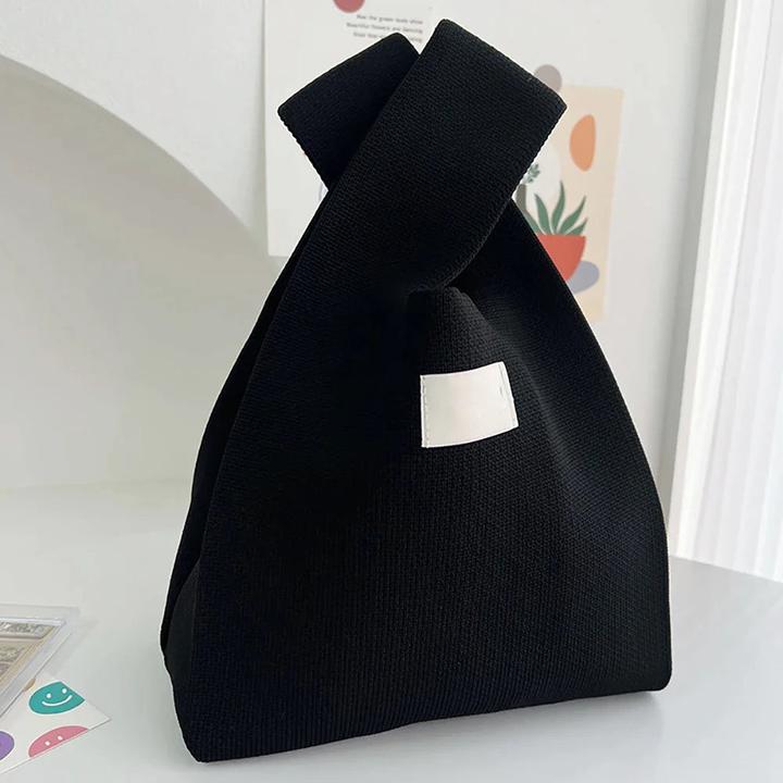 Actual product image Only-Bags.Store Handmade Knitted Handbag Mini Knot Wrist Bag Casual Tote Bag Student