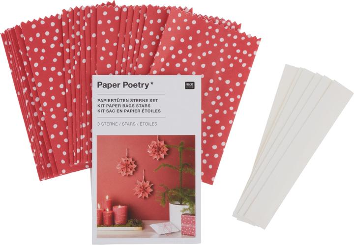 Image du produit Rico Design Set de sacs en papier étoiles, petit, points rouges