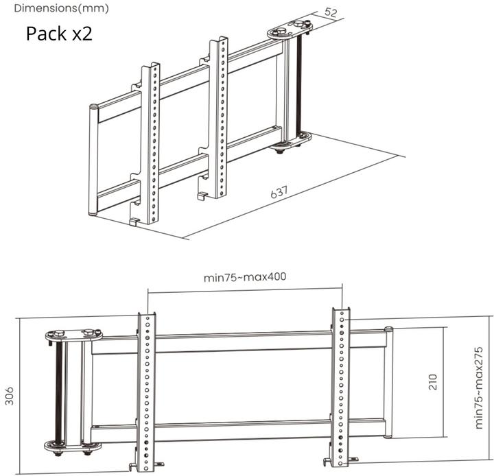 Image du produit Oplite R8 Triple Screen Mount Extension retail (expédition par transporteur)